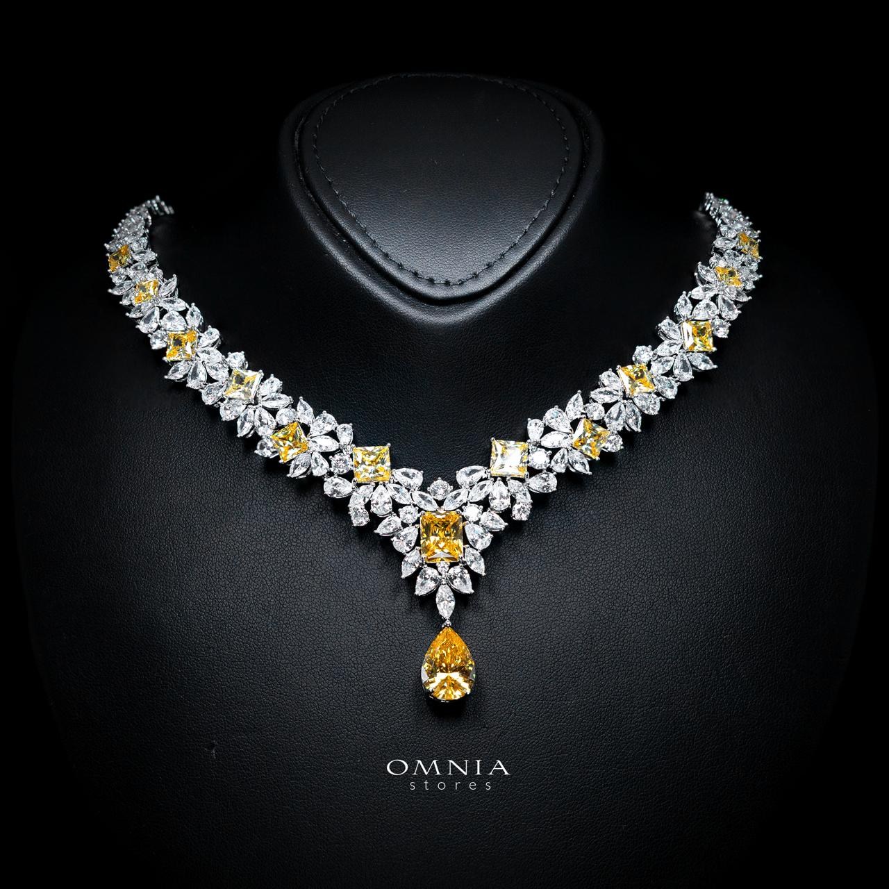 Christine Yellow Luxury Bridal Full Set with High-Quality Simulated Diamonds – Rhodium Plated - Image 2