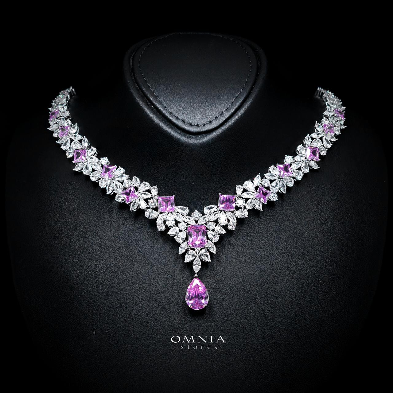 Christine Pink Luxury Bridal Full Set with High-Quality Simulated Diamonds – Rhodium Plated - Image 2