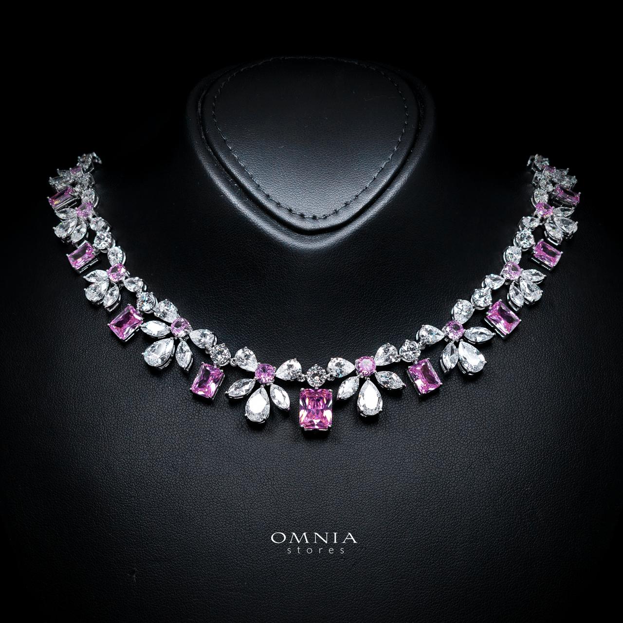 Rizza Pink Luxury Bridal Full Set with High-Quality Simulated Diamonds – Rhodium Plated - Image 2