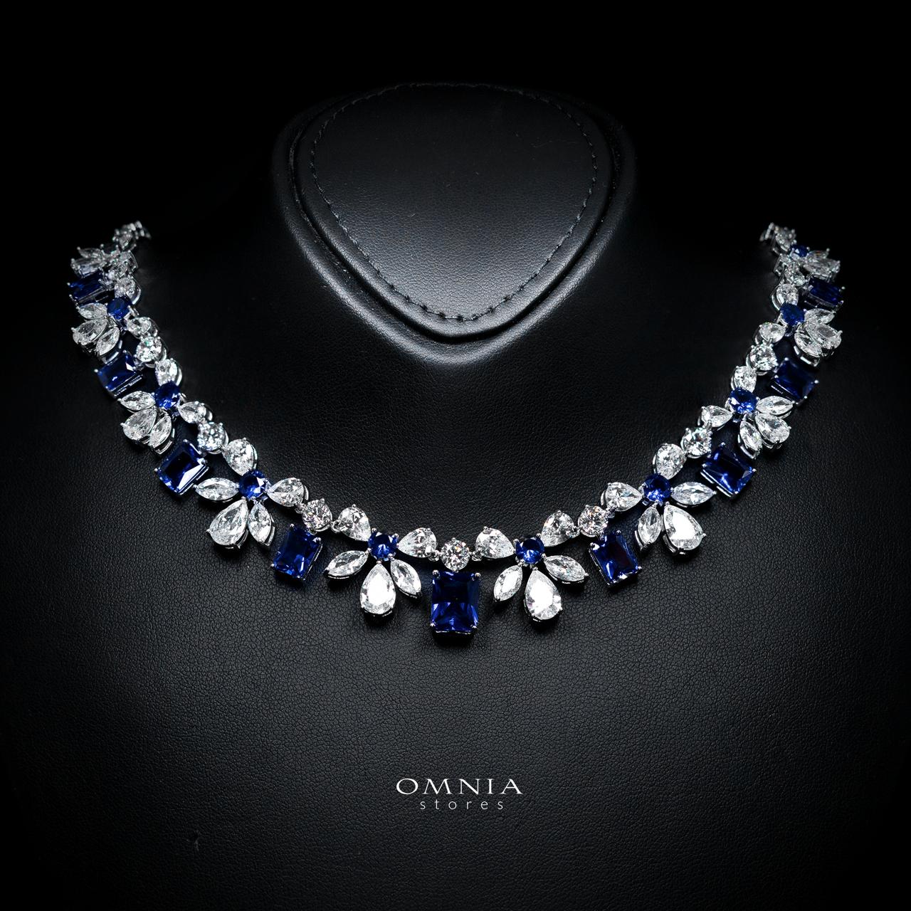 Rizza Blue Luxury Bridal Full Set with High-Quality Simulated Diamonds – Rhodium Plated - Image 2