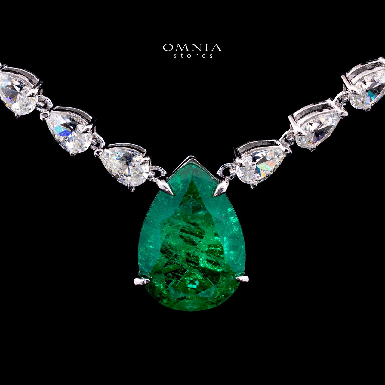 Aretha Green Necklace with Certified Premium Simulated Diamonds in 925 Sterling Silver - Image 2