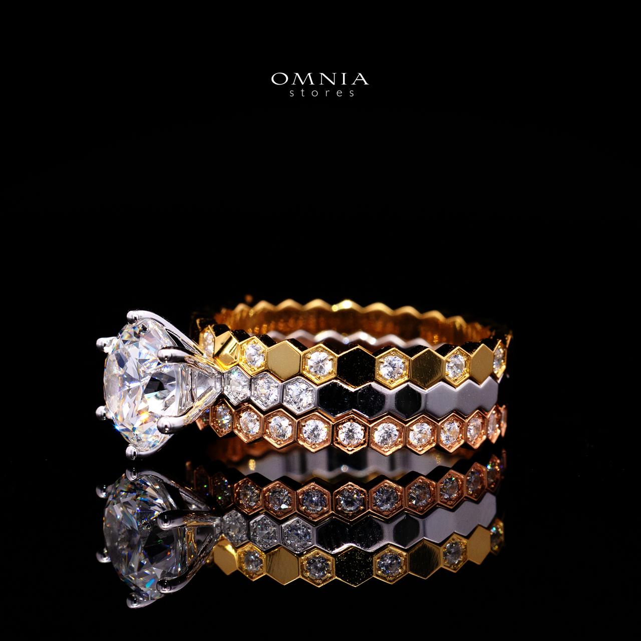 Agnese Tricolor Ring with Certificate | High-Quality Premium Simulated Diamonds in 925 Sterling Silver - Image 3