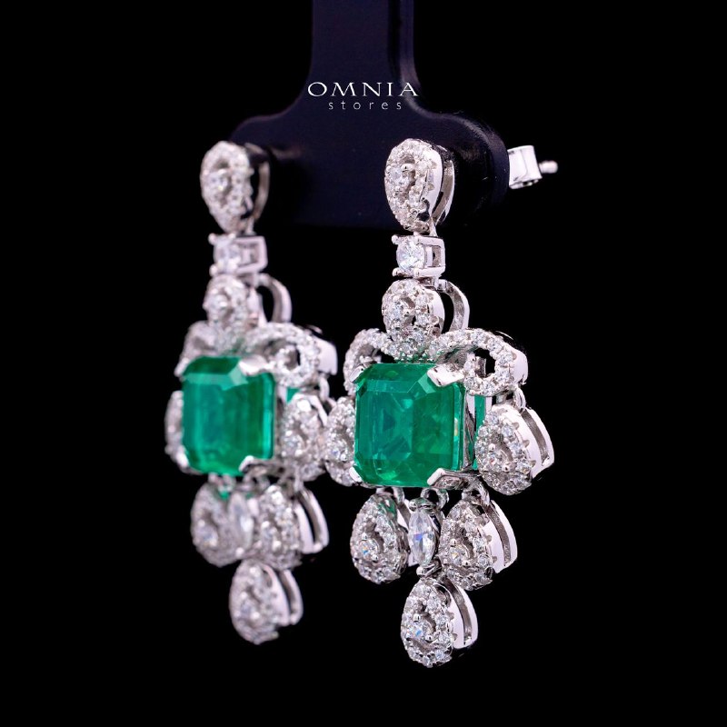 Astella Green Earrings with Certified High-Quality Premium Simulated Diamonds in 925 Sterling Silver - Image 2