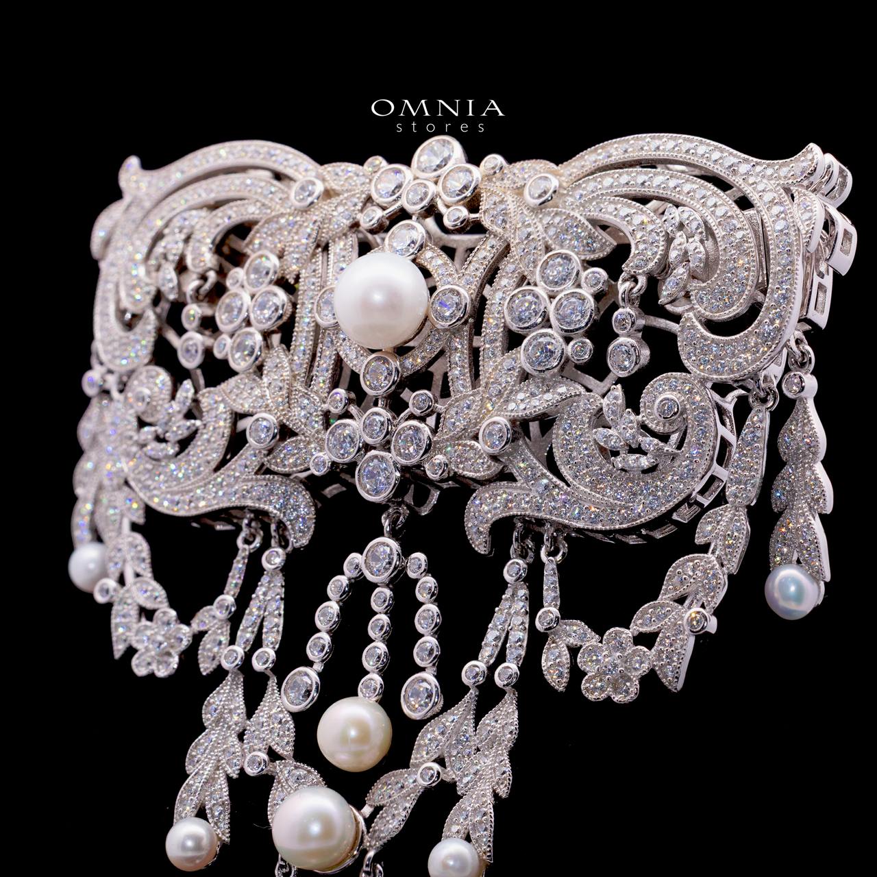 Marjorie Pearl Brooch with High-Quality Premium Simulated Diamonds in 925 Sterling Silver - Image 2