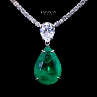 Hiraya Green Necklace with High-Quality Premium Simulated Diamonds in 925 Sterling Silver