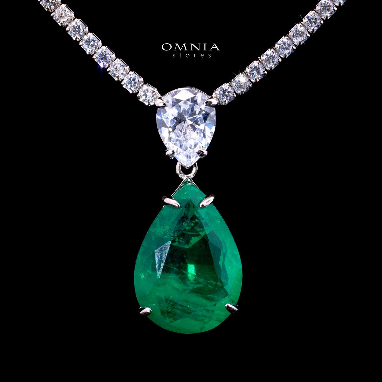 Hiraya Green Necklace with High-Quality Premium Simulated Diamonds in 925 Sterling Silver