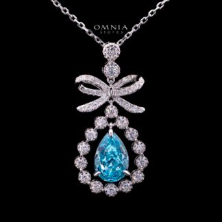 Alani Baby Blue Necklace with Certified Premium Simulated Diamonds in 925 Sterling Silver