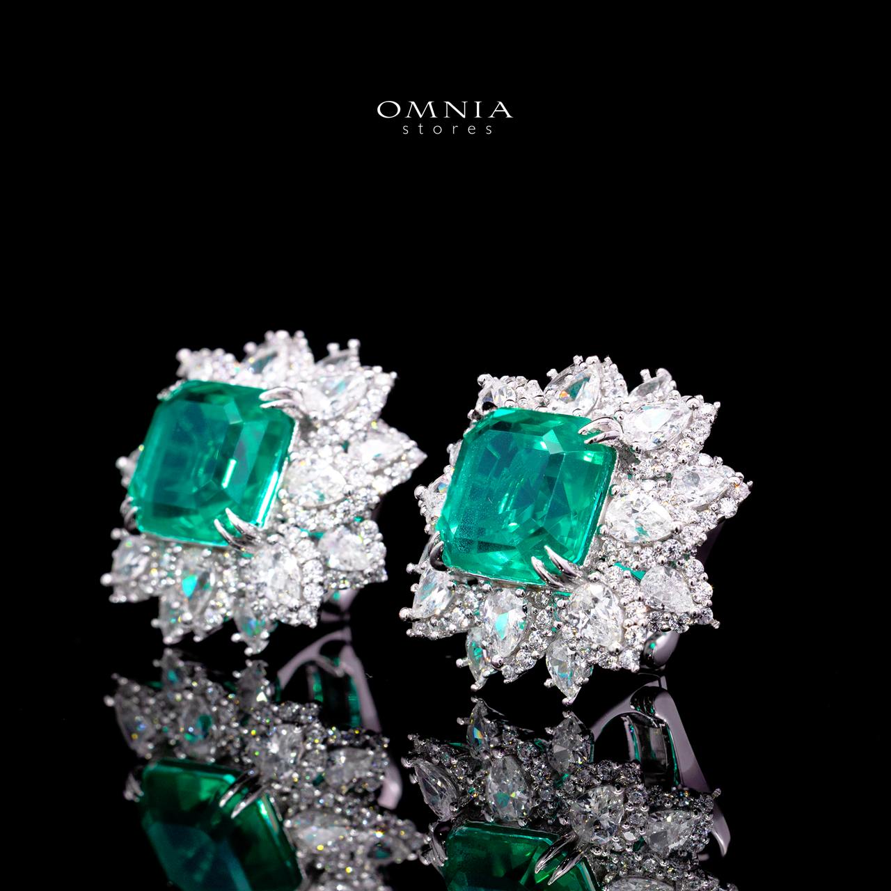Harleen Green Earrings with Certified High-Quality Premium Simulated Diamonds in 925 Sterling Silver - Image 2
