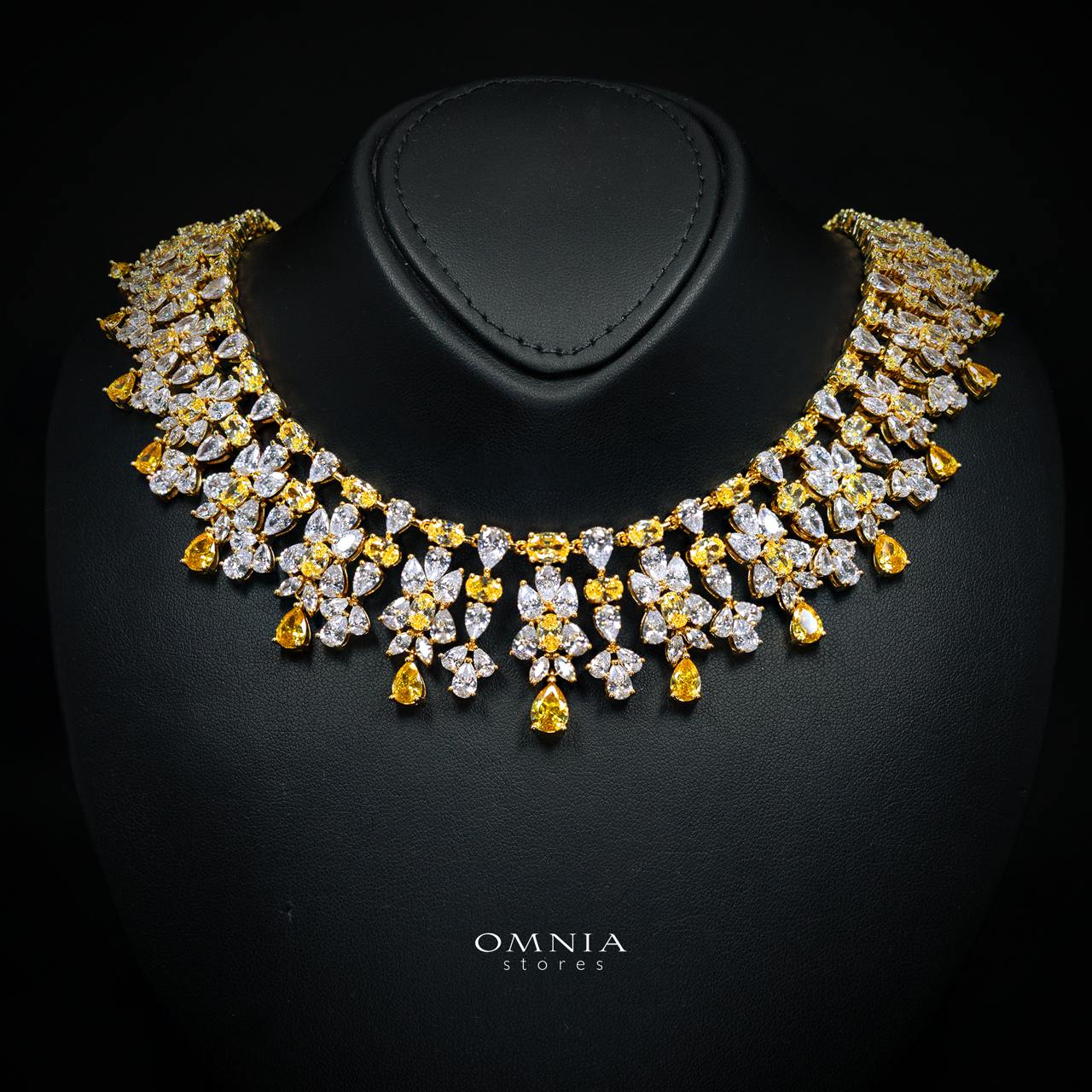 Omnia Dema Gold Luxury Bridal Full Set in High Quality Zircon Stone Rhodium Plated - Image 2