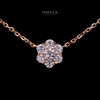 Elsie Rose Gold Floral Necklace with Certified Premium Simulated Diamonds in 925 Sterling Silver