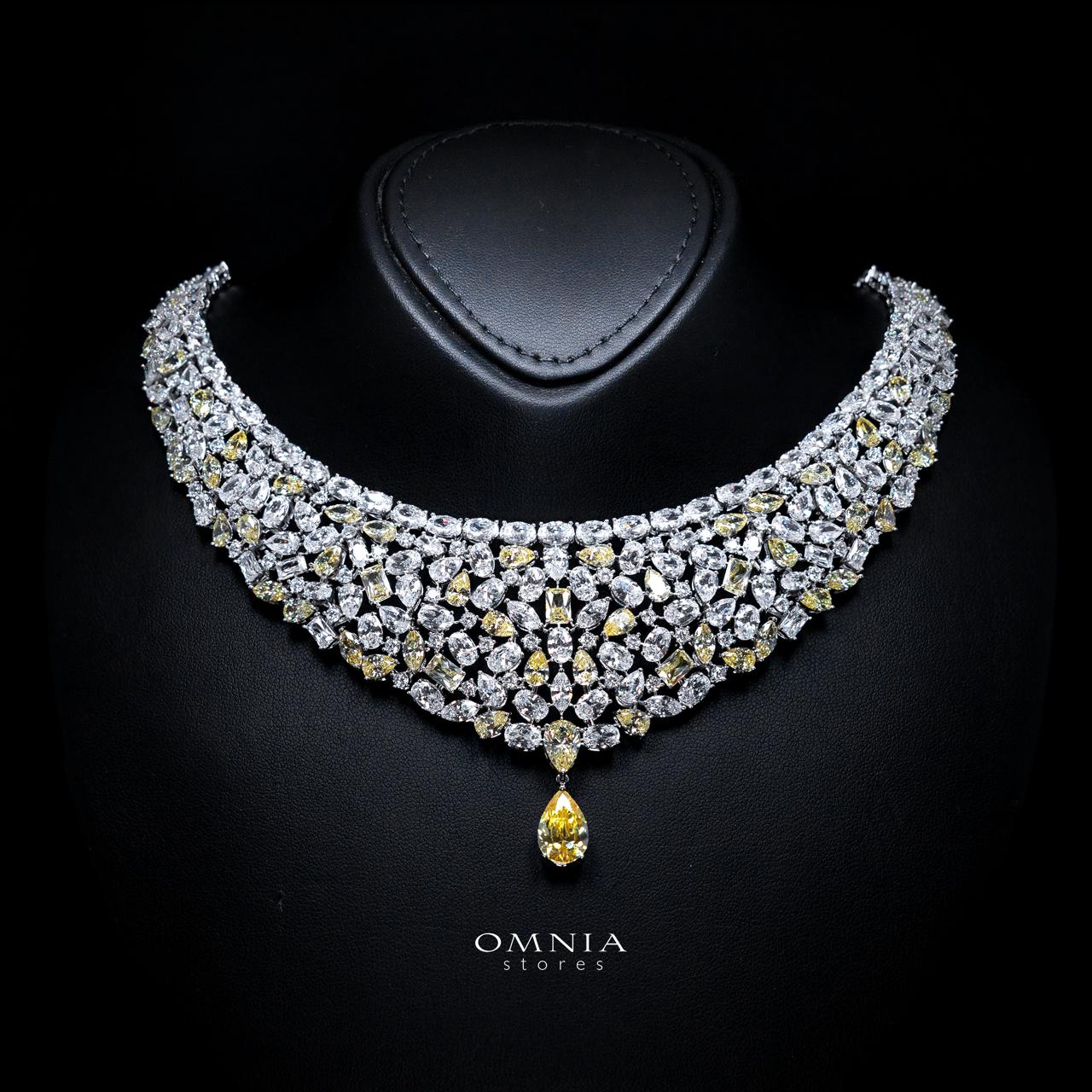 Maya Yellow Luxury Bridal Full Set with High-Quality Simulated Diamonds – Rhodium Plated - Image 2