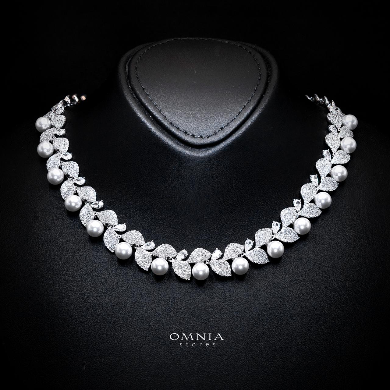 Radwa White Pearl Bridal Full Set with High-Quality Simulated Diamonds – Rhodium Plated - Image 2
