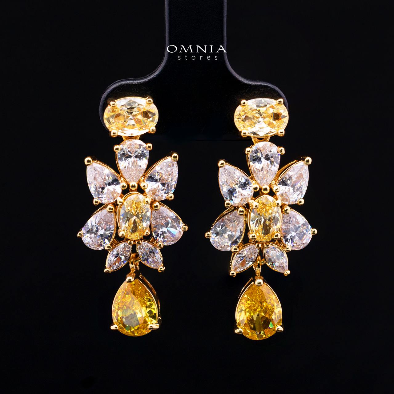 Omnia Dema Gold Luxury Bridal Full Set in High Quality Zircon Stone Rhodium Plated - Image 4