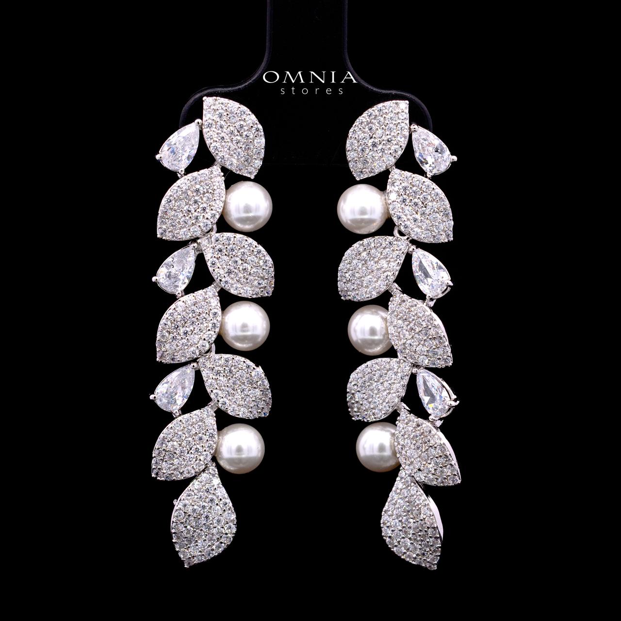 Radwa White Pearl Bridal Full Set with High-Quality Simulated Diamonds – Rhodium Plated - Image 4