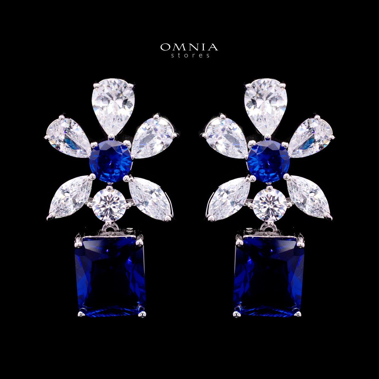 Rizza Blue Luxury Bridal Full Set with High-Quality Simulated Diamonds – Rhodium Plated - Image 4