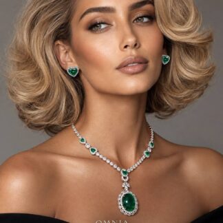 Victoria Green Necklace with High-Quality Premium Simulated Diamonds in 925 Sterling Silver