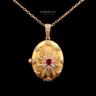 Macy Gold-Plated Necklace with Certified Premium Simulated Diamonds in 925 Sterling Silver