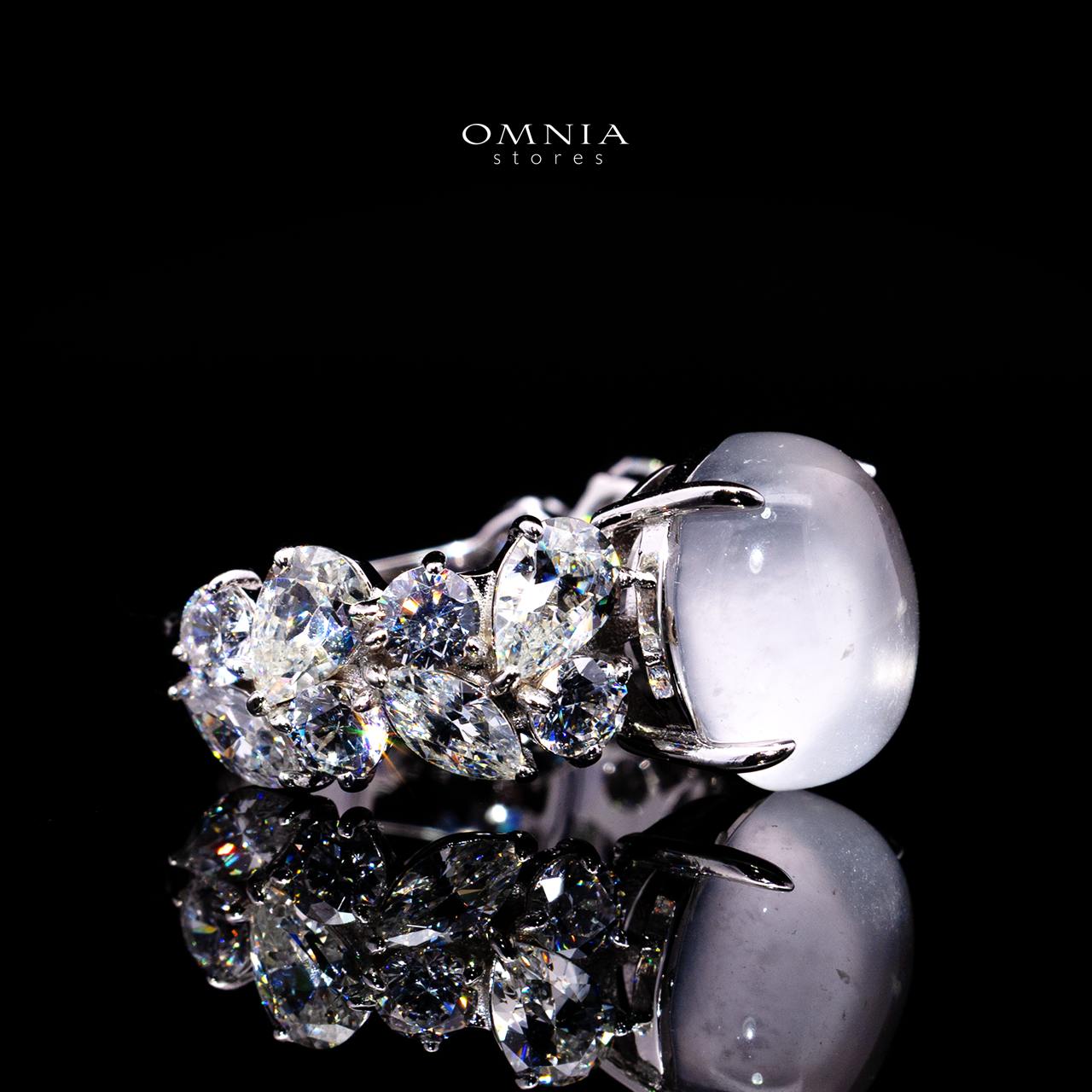 Bela Moonstone Ring with Certified Premium Simulated Diamonds in 925 Sterling Silver - Image 3