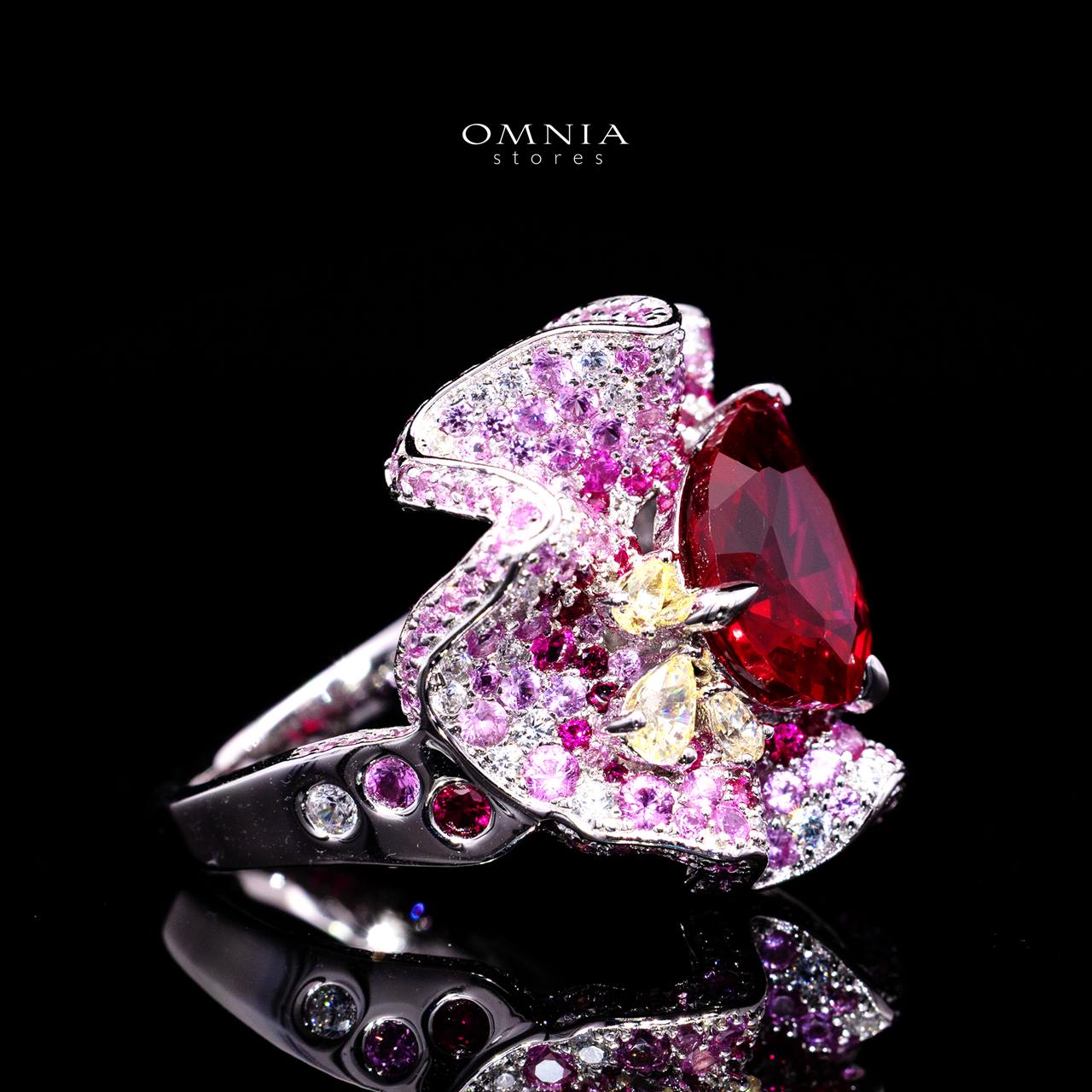 Catriona Red Ring with Certified High-Quality Premium Simulated Diamonds in 925 Sterling Silver - Image 3