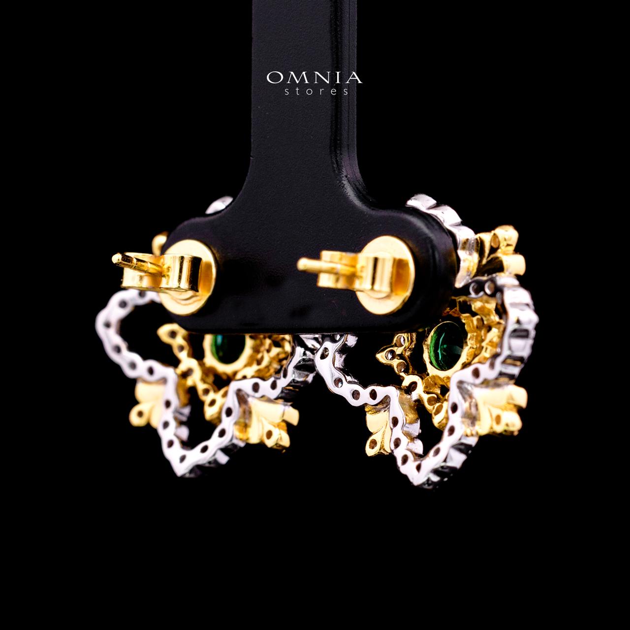 Aureliana Gold Plated Earrings with Certified High-Quality Simulated Diamonds in 925 Sterling Silver - Image 3