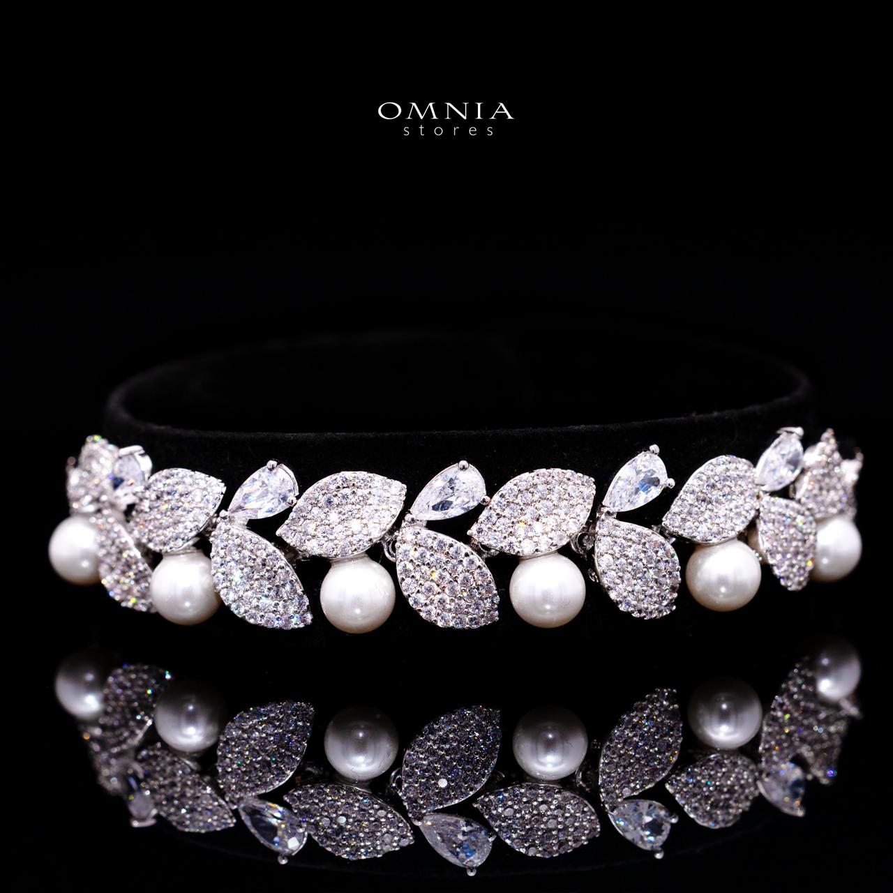 Radwa White Pearl Bridal Full Set with High-Quality Simulated Diamonds – Rhodium Plated - Image 3