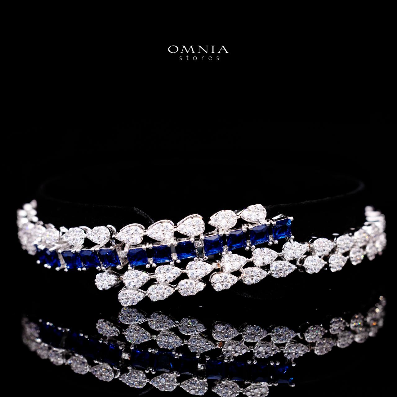 Trinity Blue Luxury Bridal Full Set with High-Quality Simulated Diamonds – Rhodium Plated - Image 3