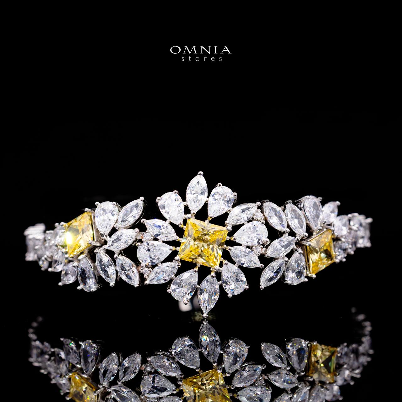 Christine Yellow Luxury Bridal Full Set with High-Quality Simulated Diamonds – Rhodium Plated - Image 3