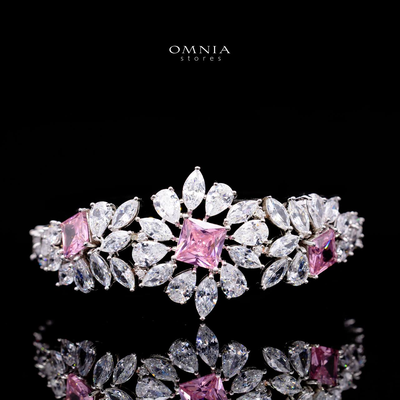 Christine Pink Luxury Bridal Full Set with High-Quality Simulated Diamonds – Rhodium Plated - Image 3