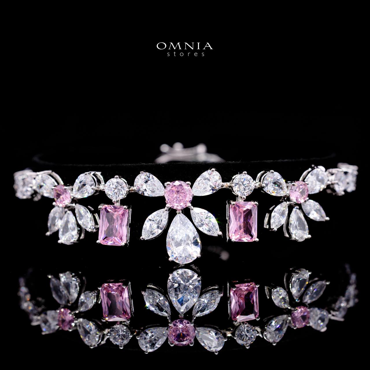 Rizza Pink Luxury Bridal Full Set with High-Quality Simulated Diamonds – Rhodium Plated - Image 3
