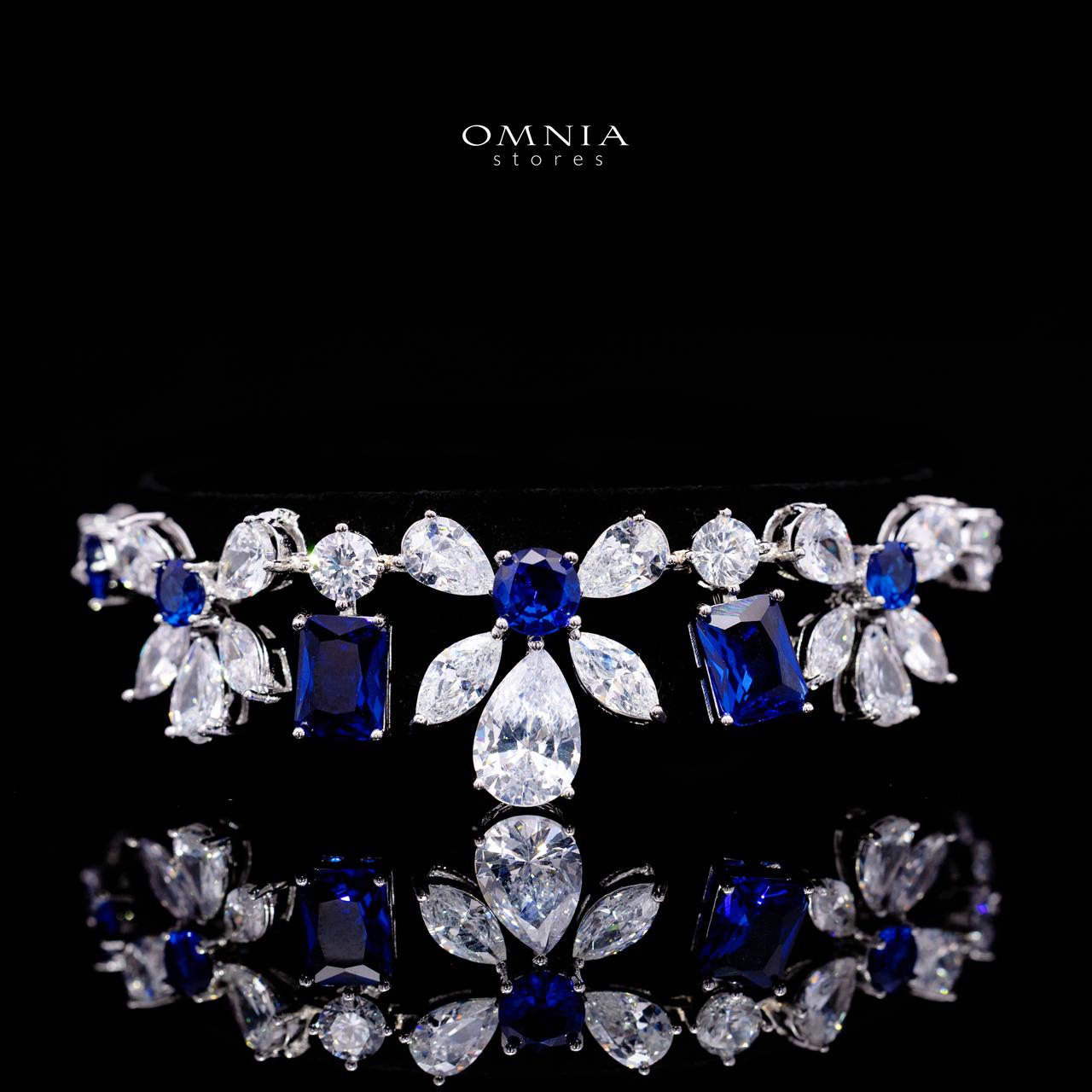 Rizza Blue Luxury Bridal Full Set with High-Quality Simulated Diamonds – Rhodium Plated - Image 3
