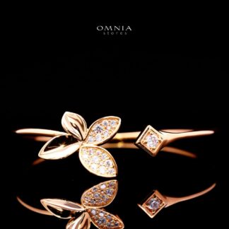 Althea Rose Gold Premium Rhodium-Plated Alloy Bangle with High-Quality Simulated Diamonds