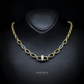 Estela Gold Premium Rhodium-Plated Alloy Necklace with High-Quality Simulated Diamonds