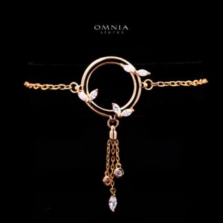 Stacey Rose Gold Premium Rhodium-Plated Alloy Bracelet with High-Quality Simulated Diamonds